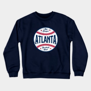 Atlanta Retro Big League Baseball - Navy Crewneck Sweatshirt